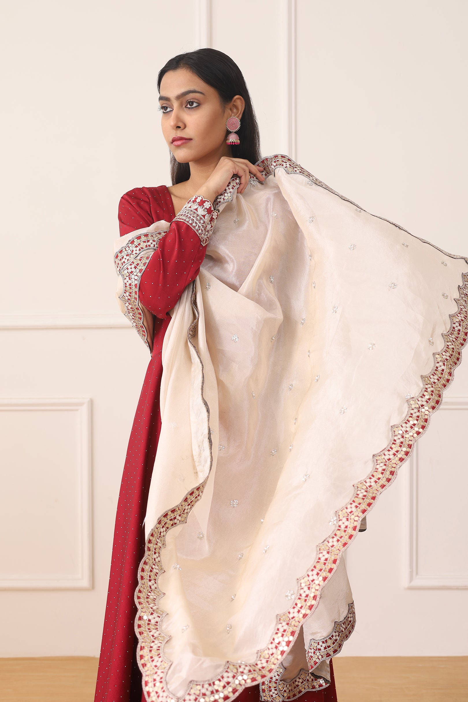 RUBY GLOW MILANO SATIN ANARKALI SUIT
