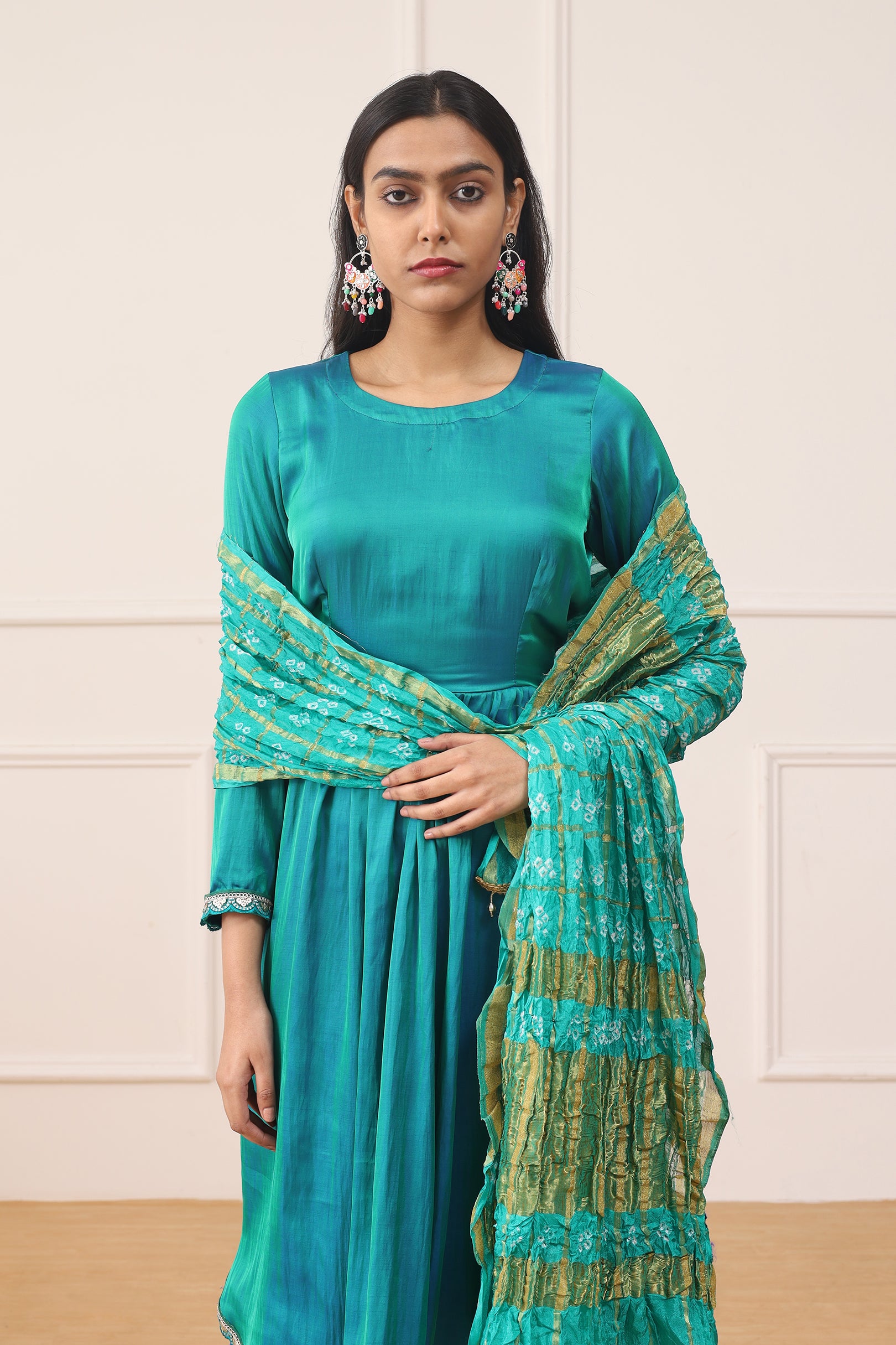 PEACOCK ROYAL SATIN SET