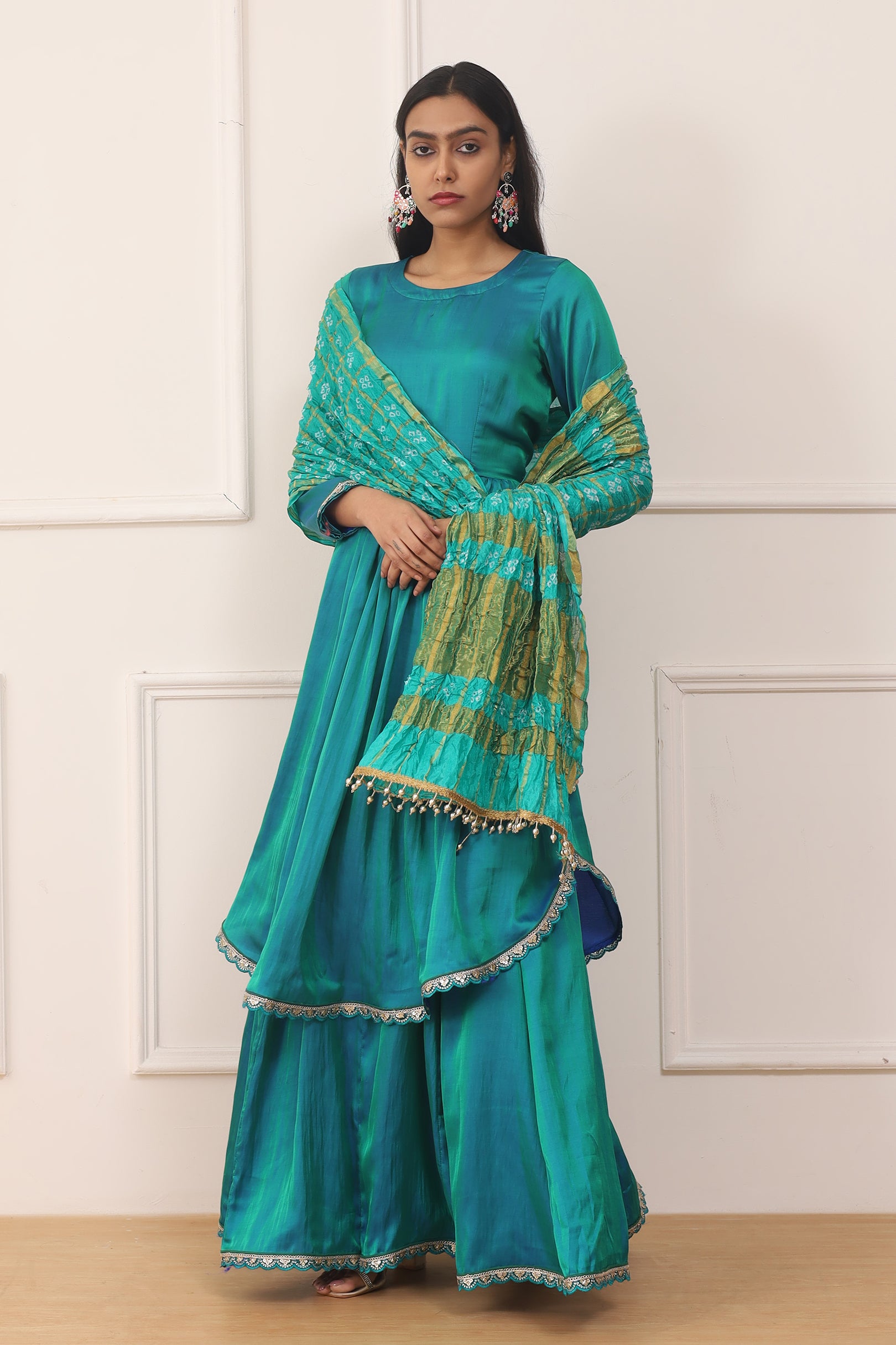 PEACOCK ROYAL SATIN SET