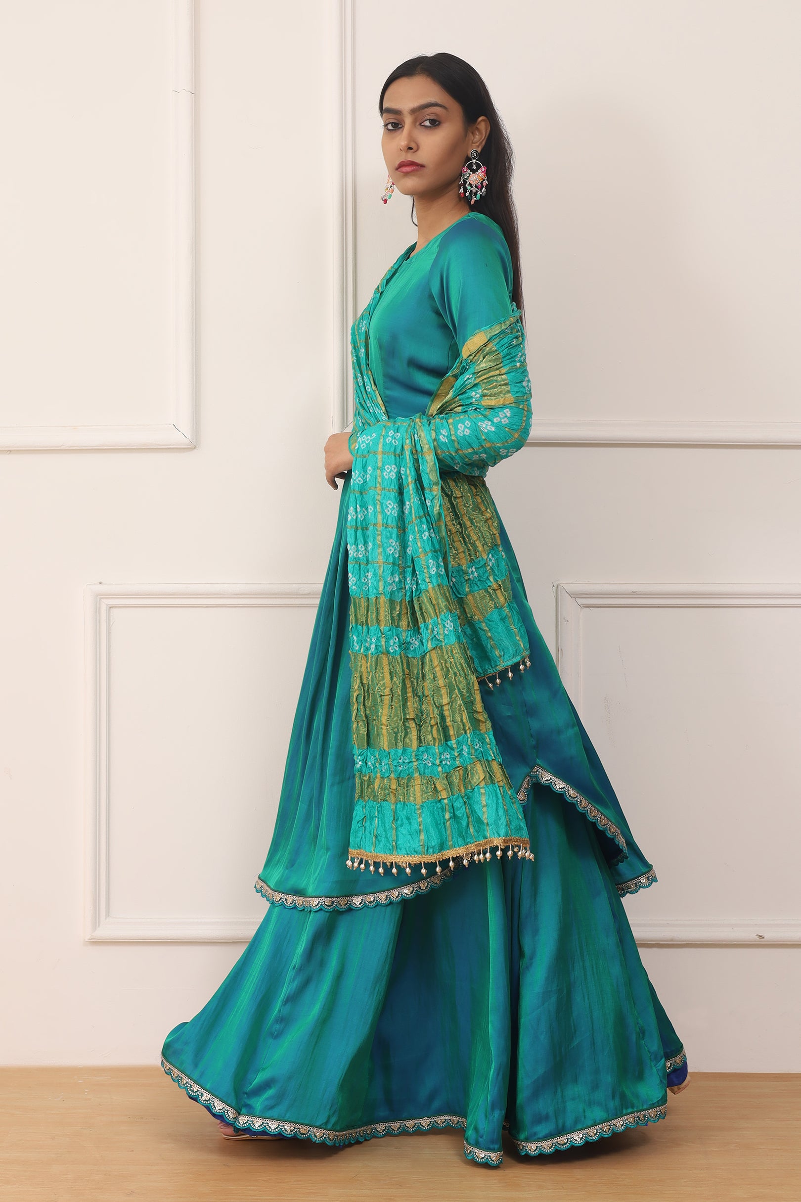 PEACOCK ROYAL SATIN SET