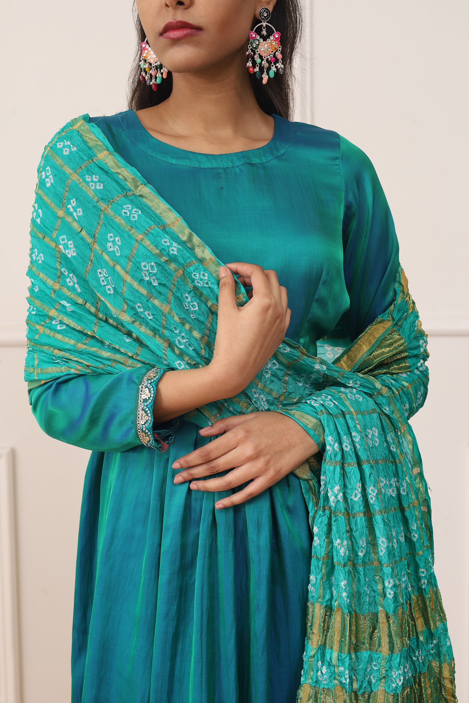 PEACOCK ROYAL SATIN SET