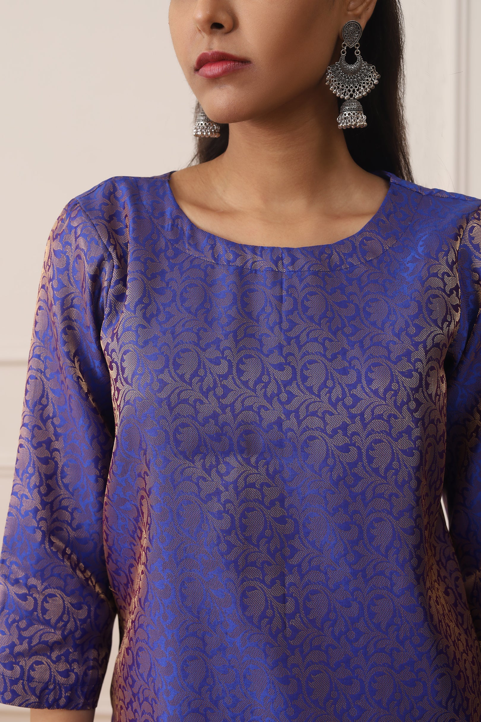 PURPLE ORCHID BROCADE SILK