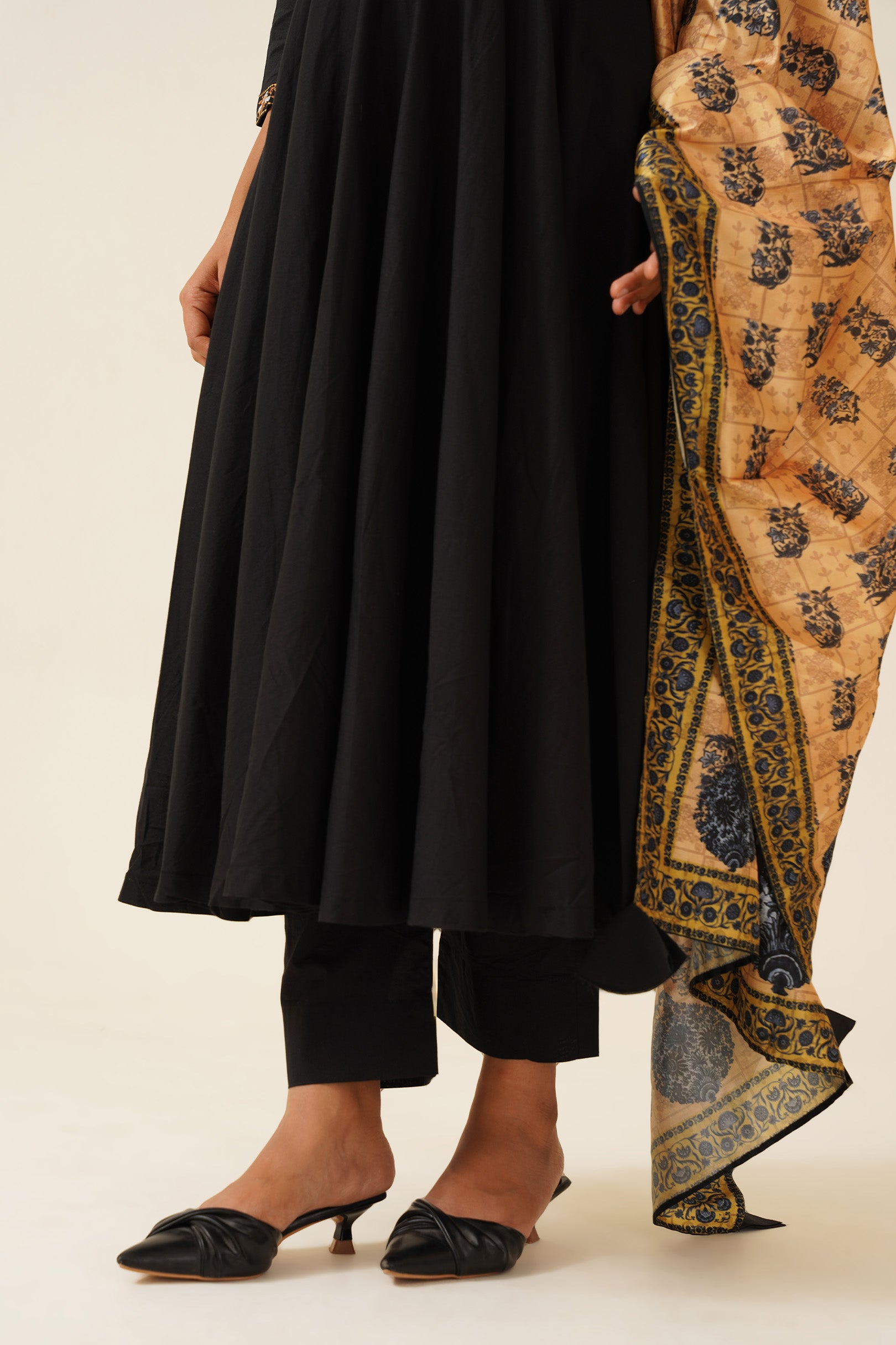 Black Anarkali Suit with Silk Dupatta