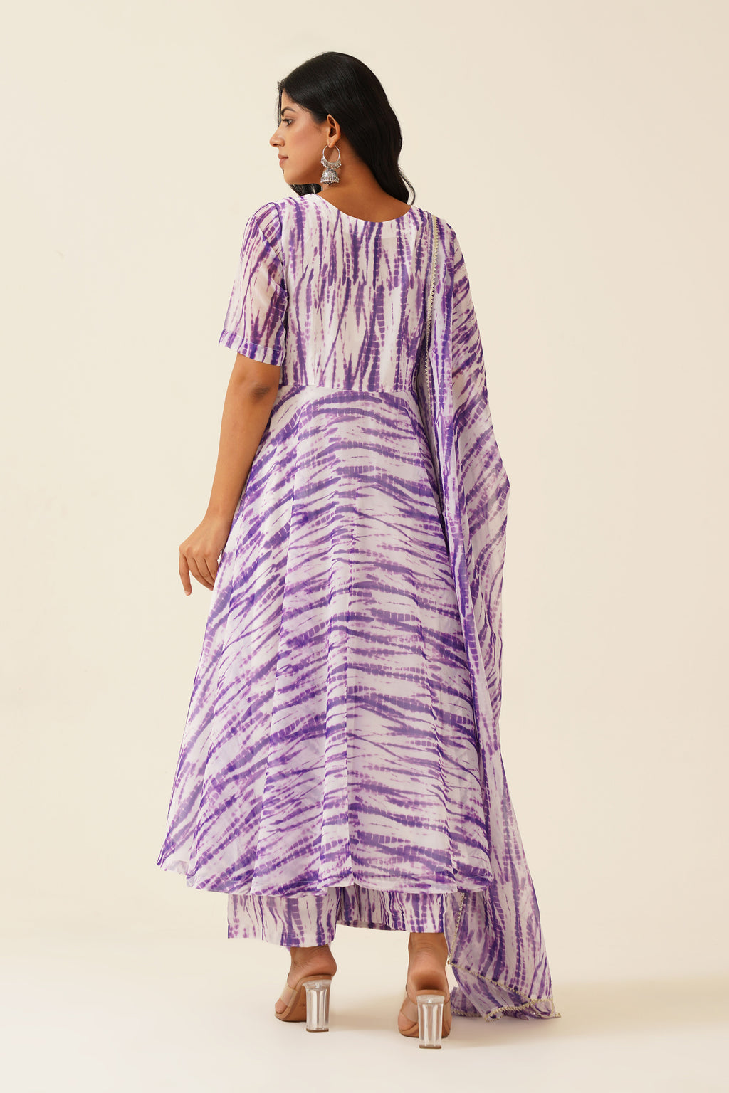 Royal Orchid Lehriya Print Anarkali Suit