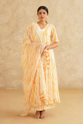 Marigold Magic Lehriya Print Anarkali Suit