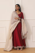 RUBY GLOW MILANO SATIN ANARKALI SUIT