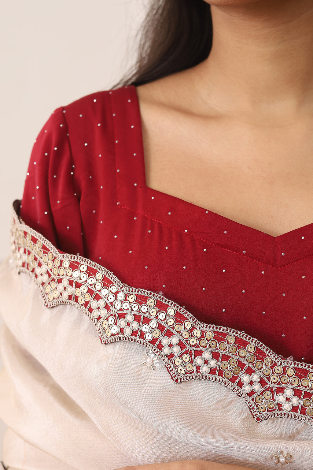 RUBY GLOW MILANO SATIN ANARKALI SUIT