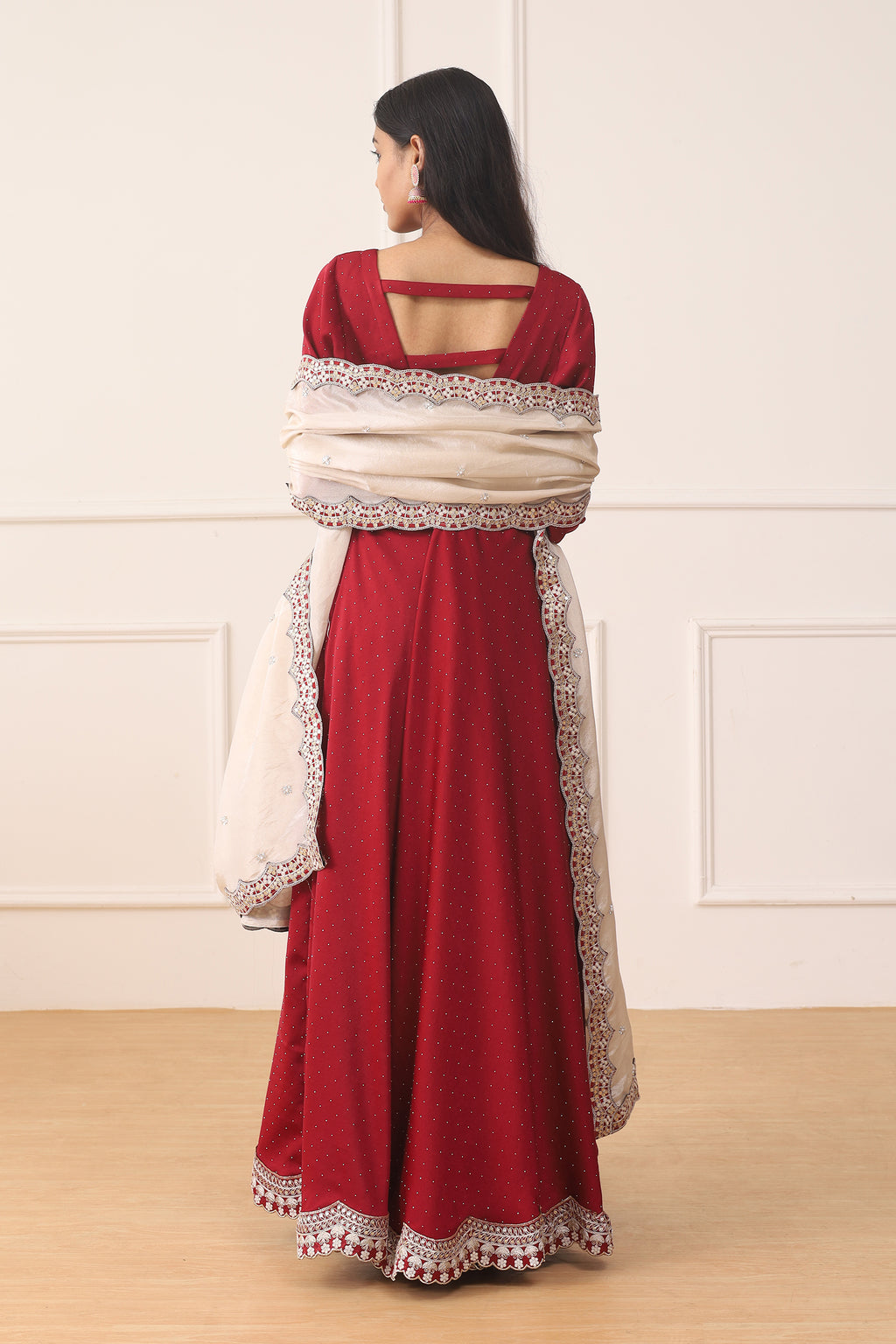 RUBY GLOW MILANO SATIN ANARKALI SUIT