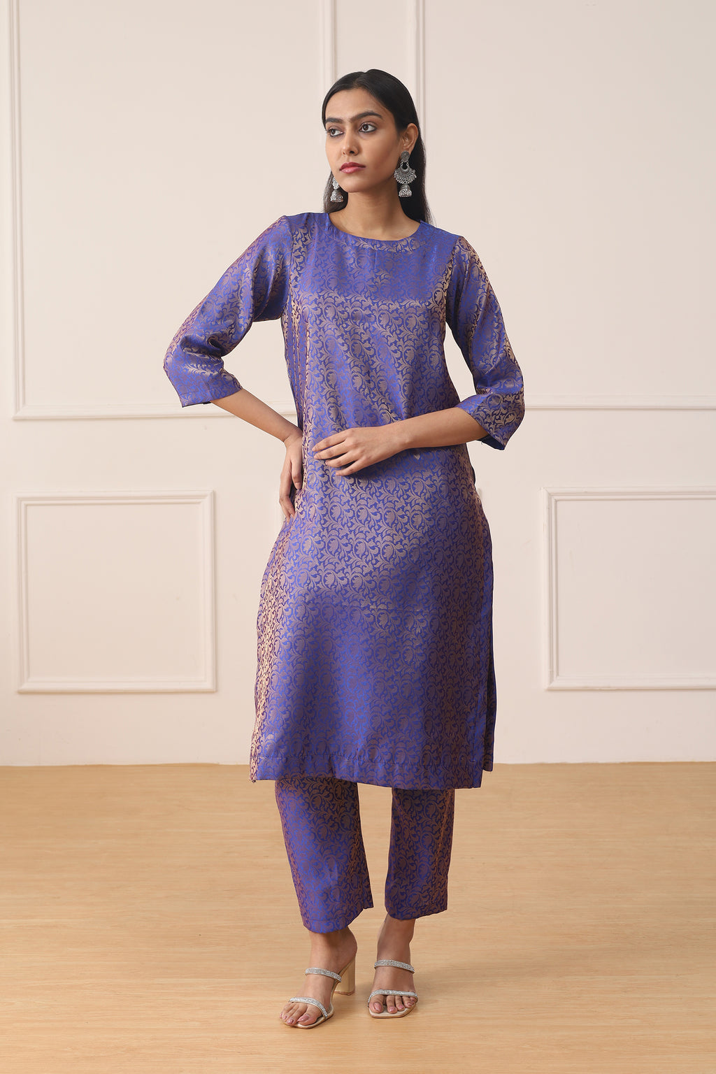 PURPLE ORCHID BROCADE SILK