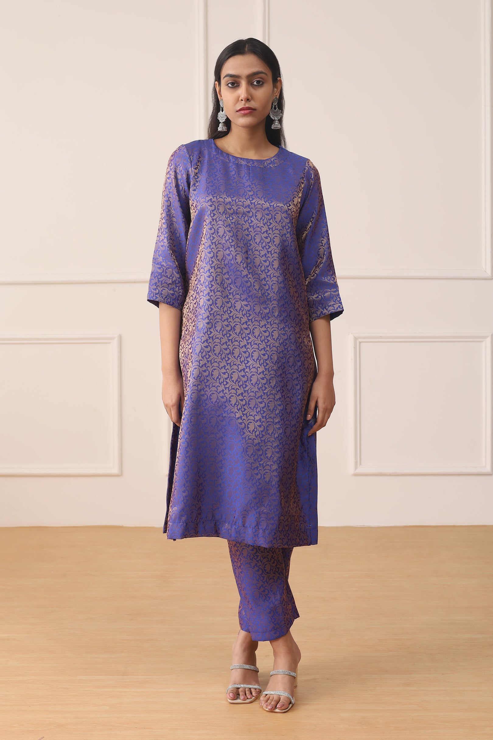 PURPLE ORCHID BROCADE SILK