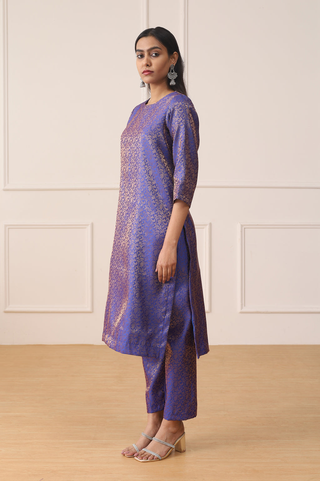 PURPLE ORCHID BROCADE SILK