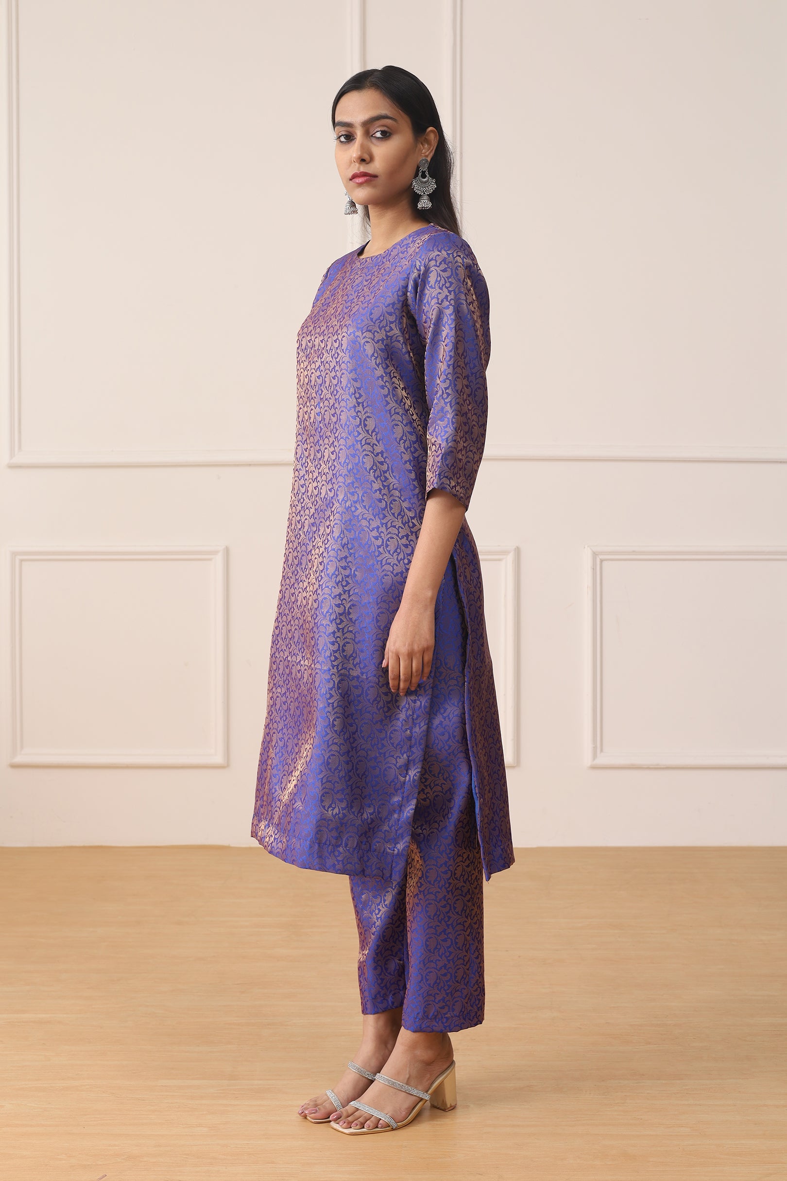 PURPLE ORCHID BROCADE SILK