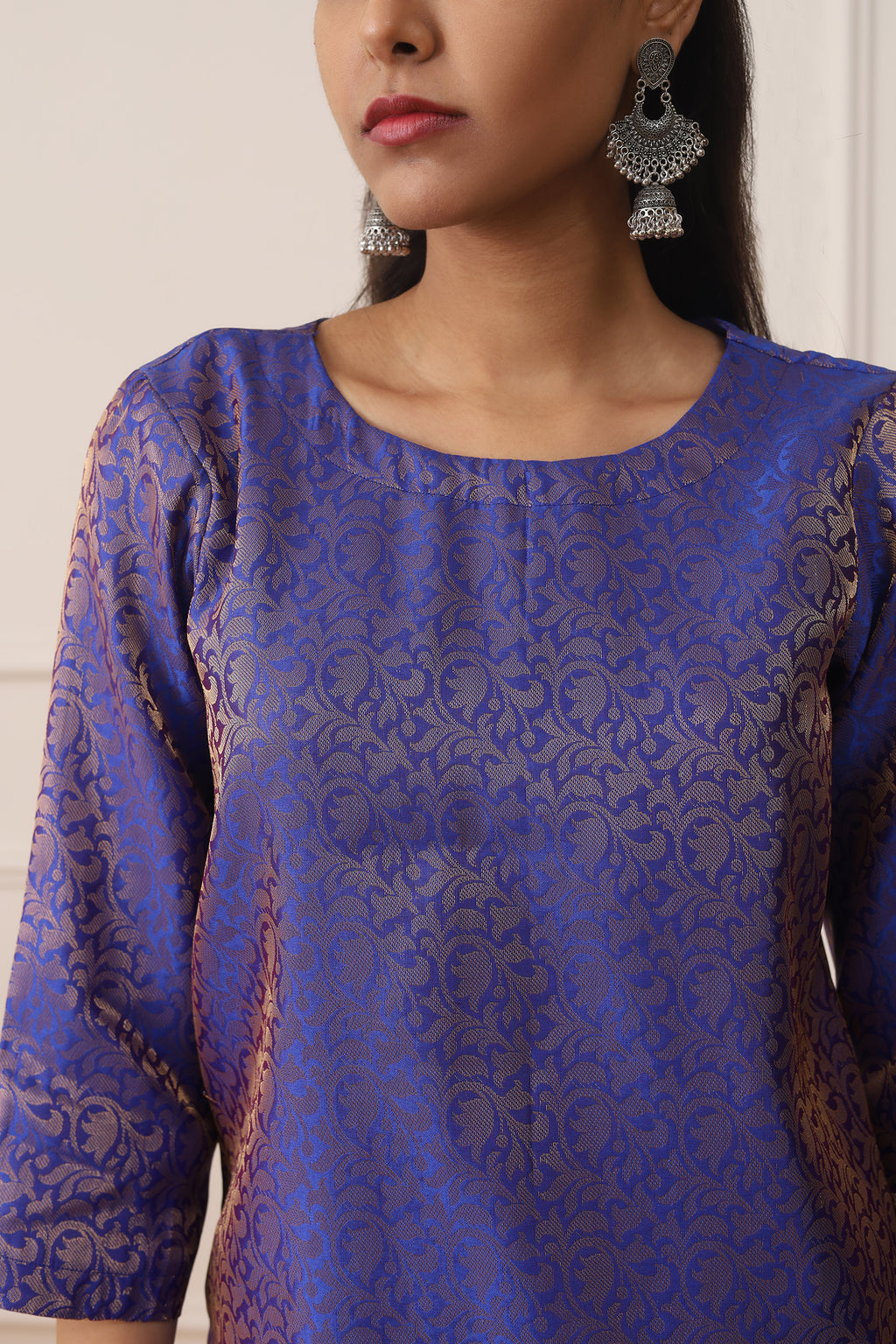 PURPLE ORCHID BROCADE SILK