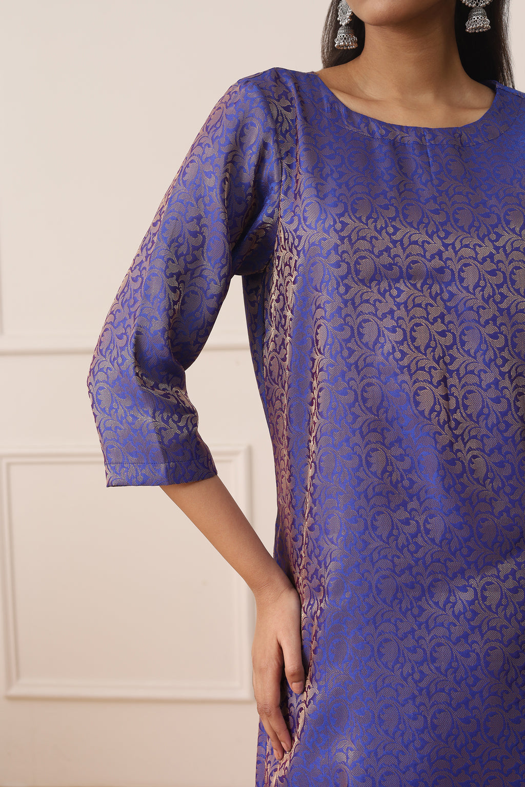 PURPLE ORCHID BROCADE SILK