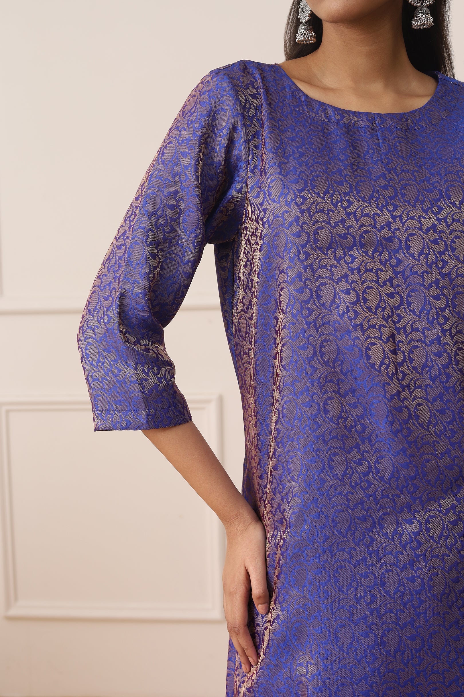 PURPLE ORCHID BROCADE SILK