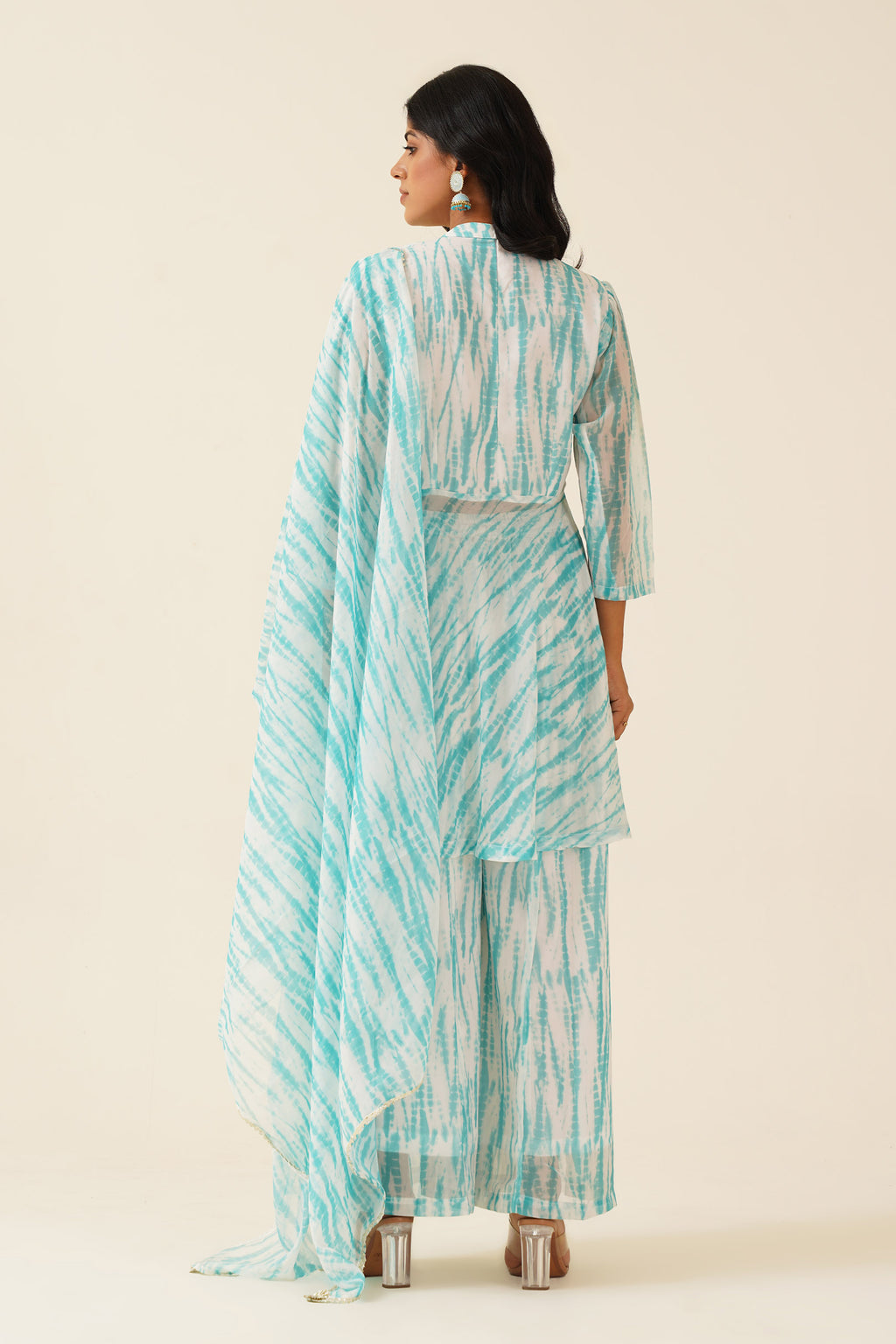 Sea Breeze Lehriya Print A-Line Suit
