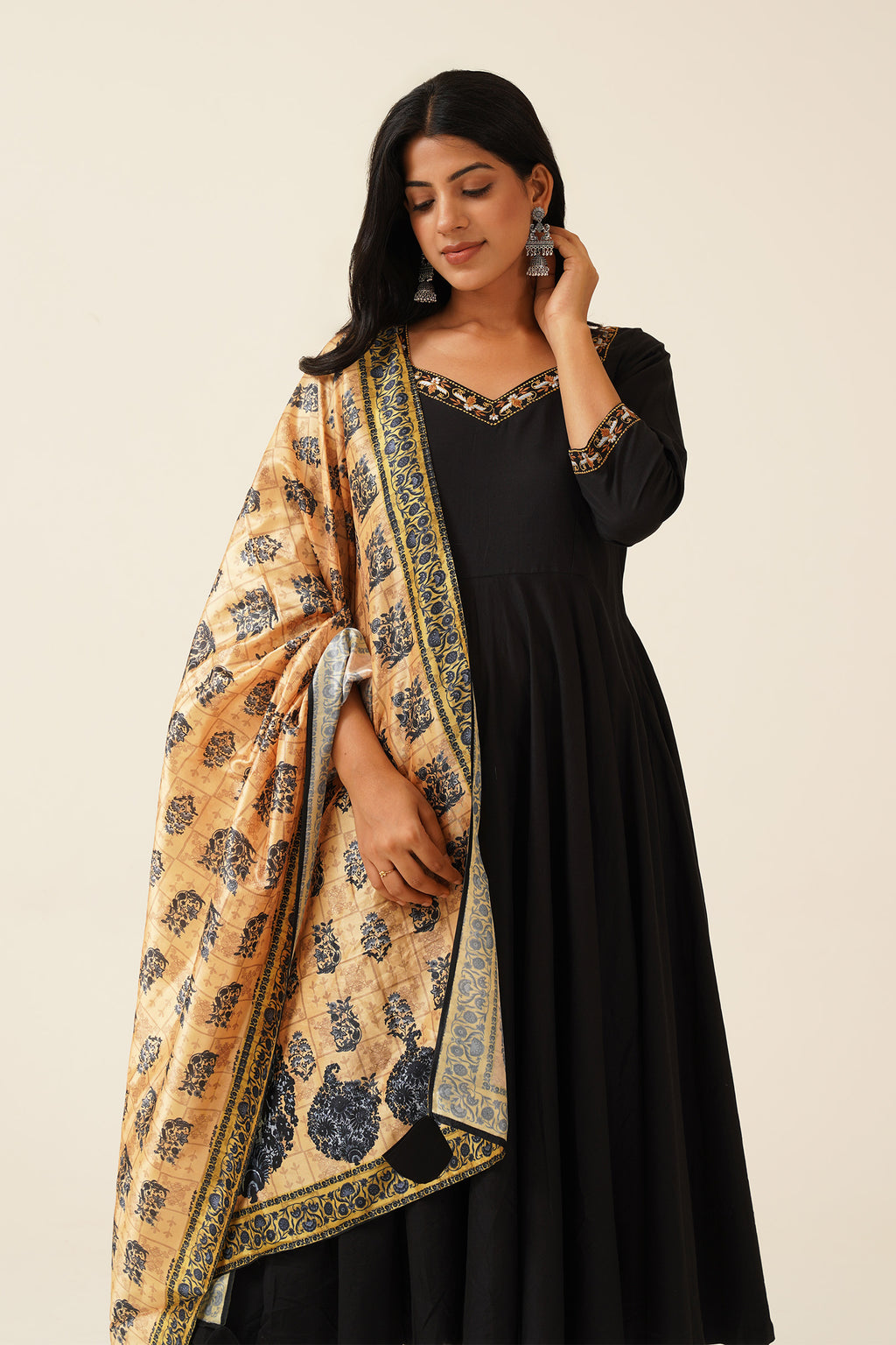 Black Anarkali Suit with Silk Dupatta
