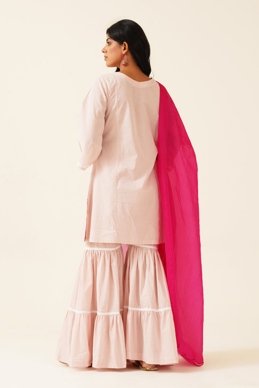 Baby Pink Sharara With Organza Dupatta
