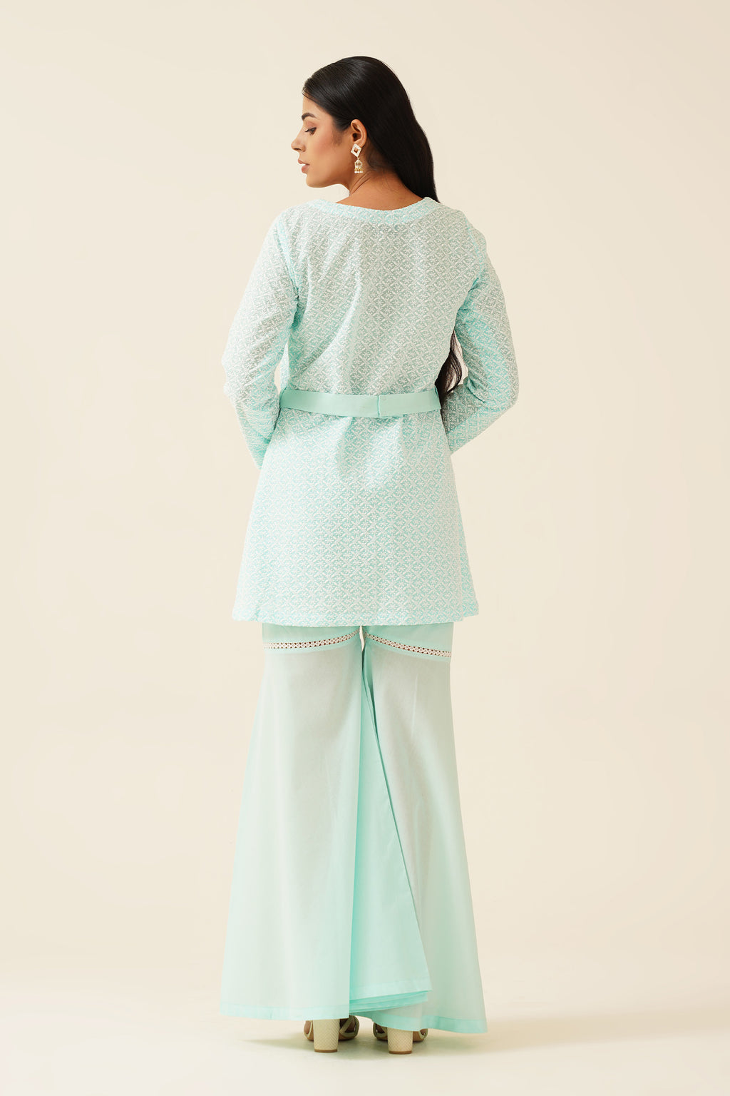 Aquamarine Chikankari Delight With Belt