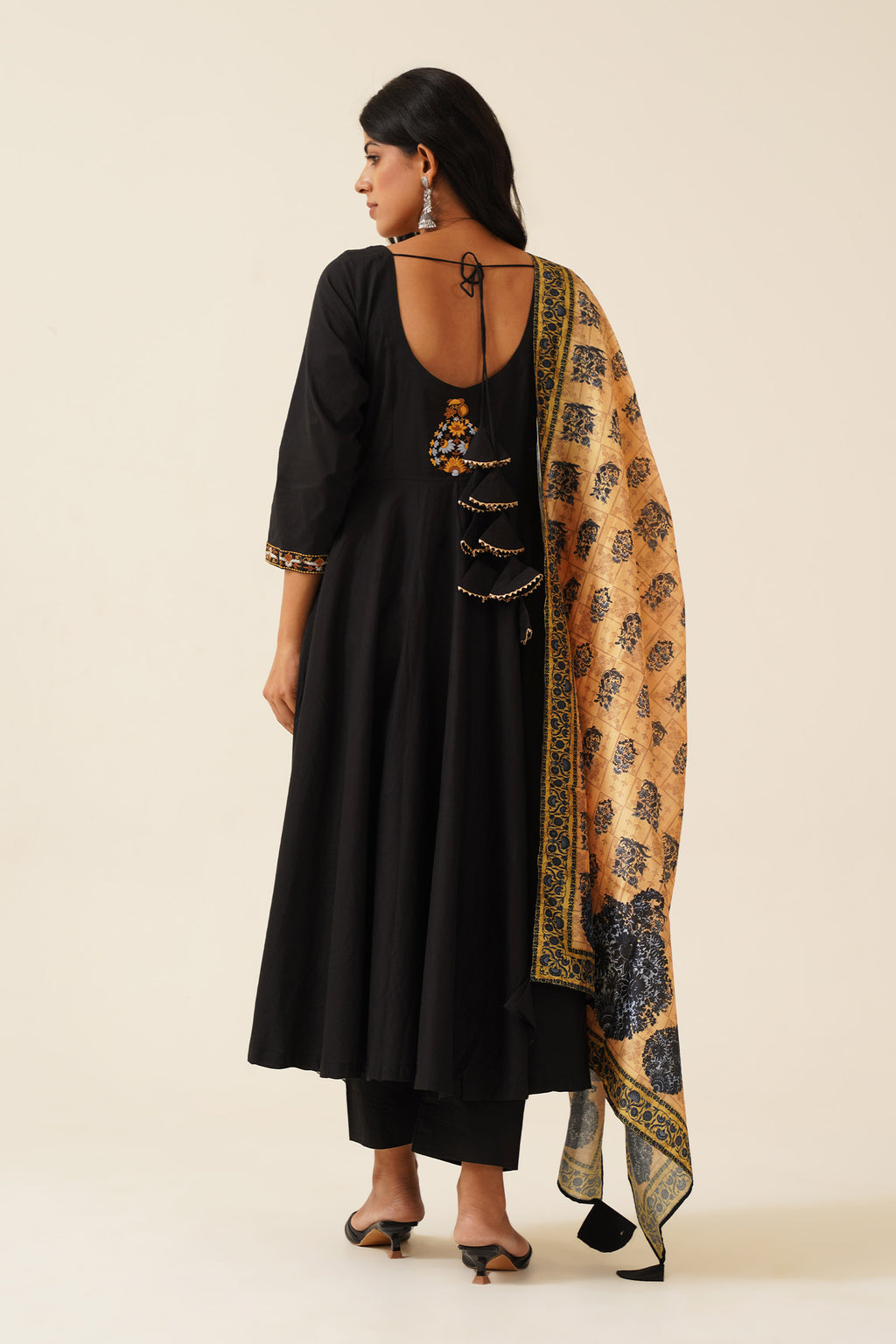 Black Anarkali Suit with Silk Dupatta