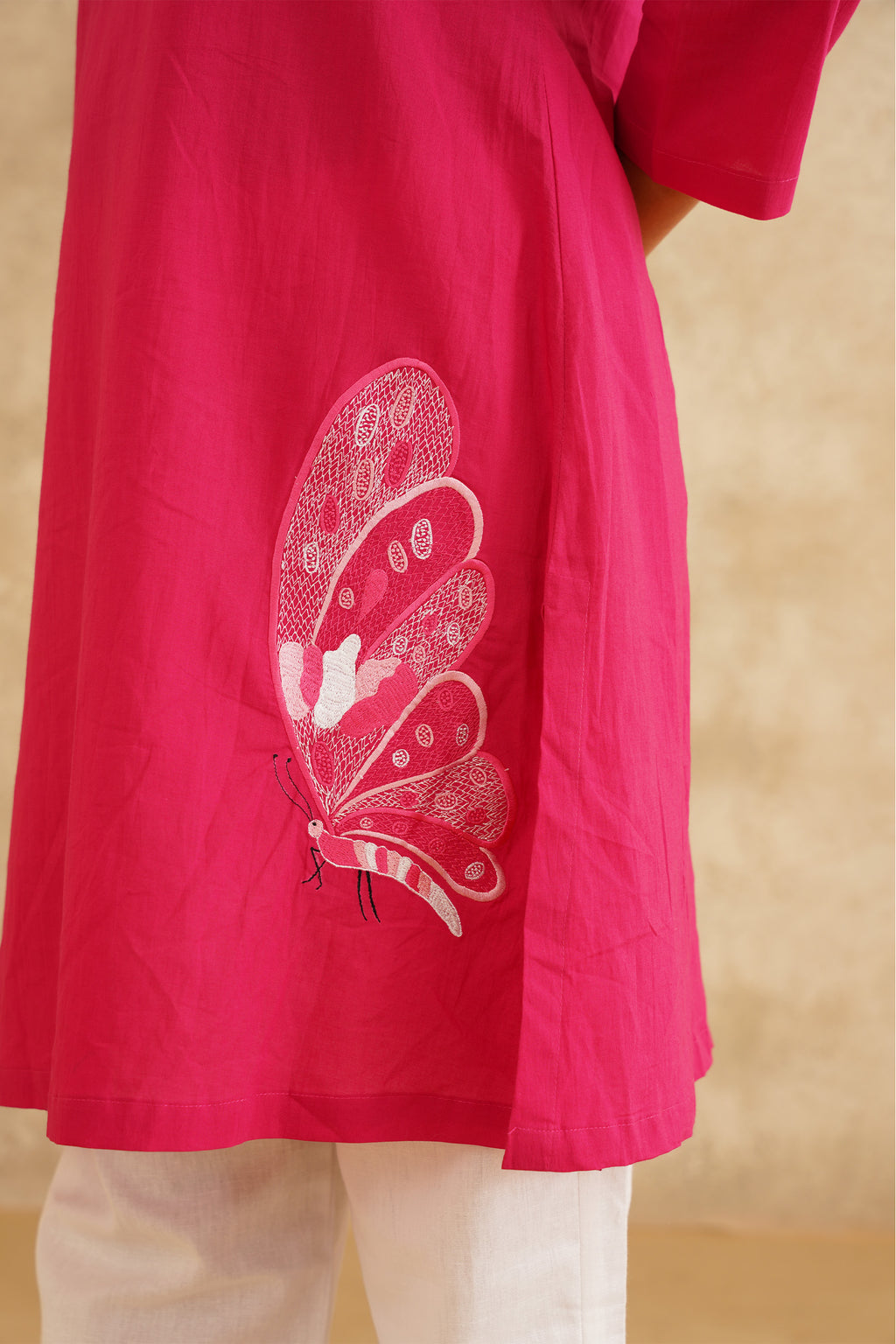 Hot Pink Kurti With White Pants