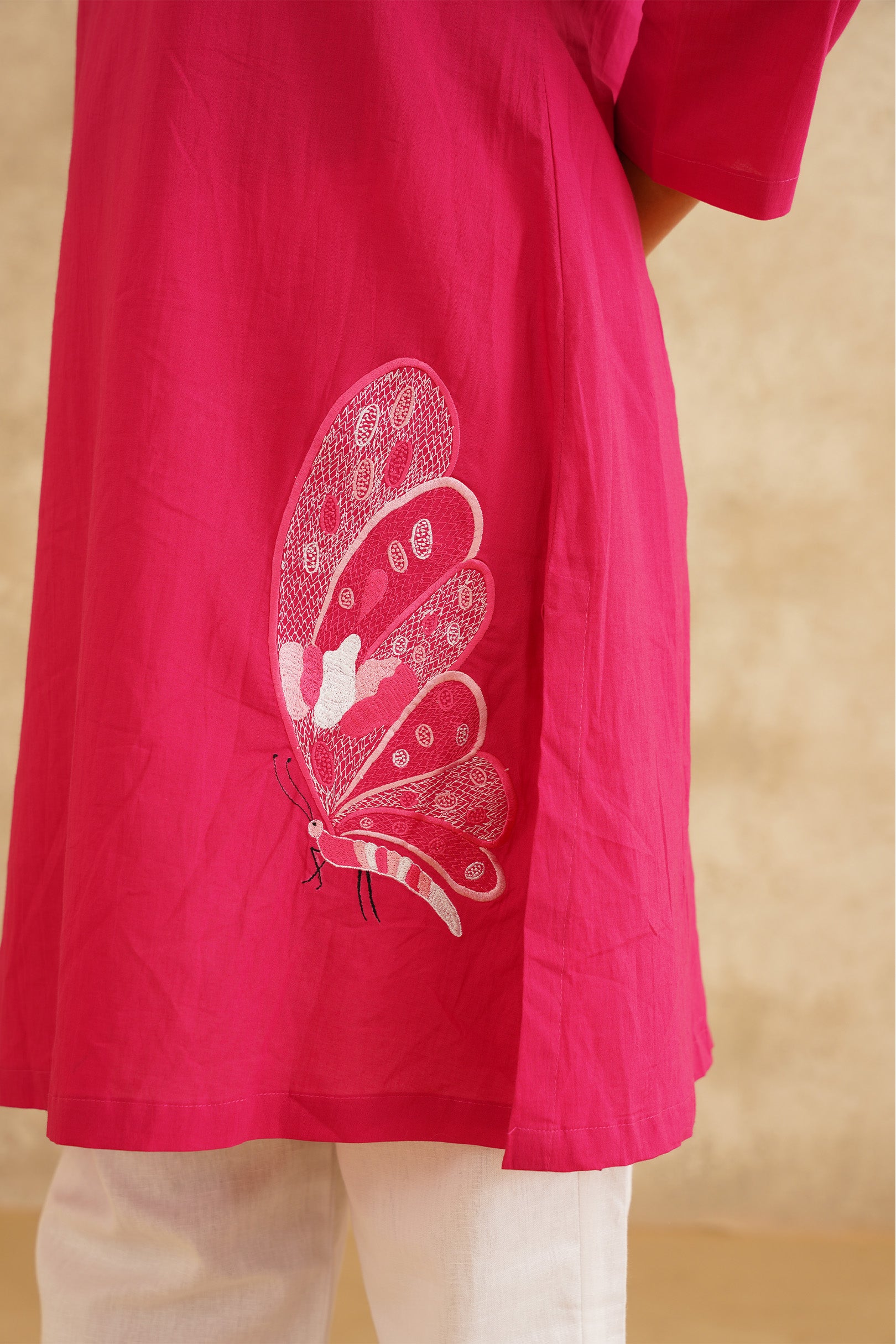 Hot Pink Kurti With White Pants