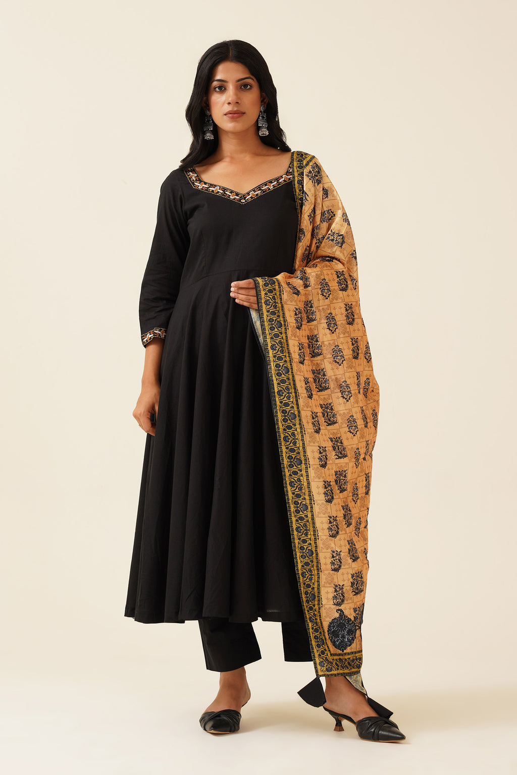 Black Anarkali Suit with Silk Dupatta