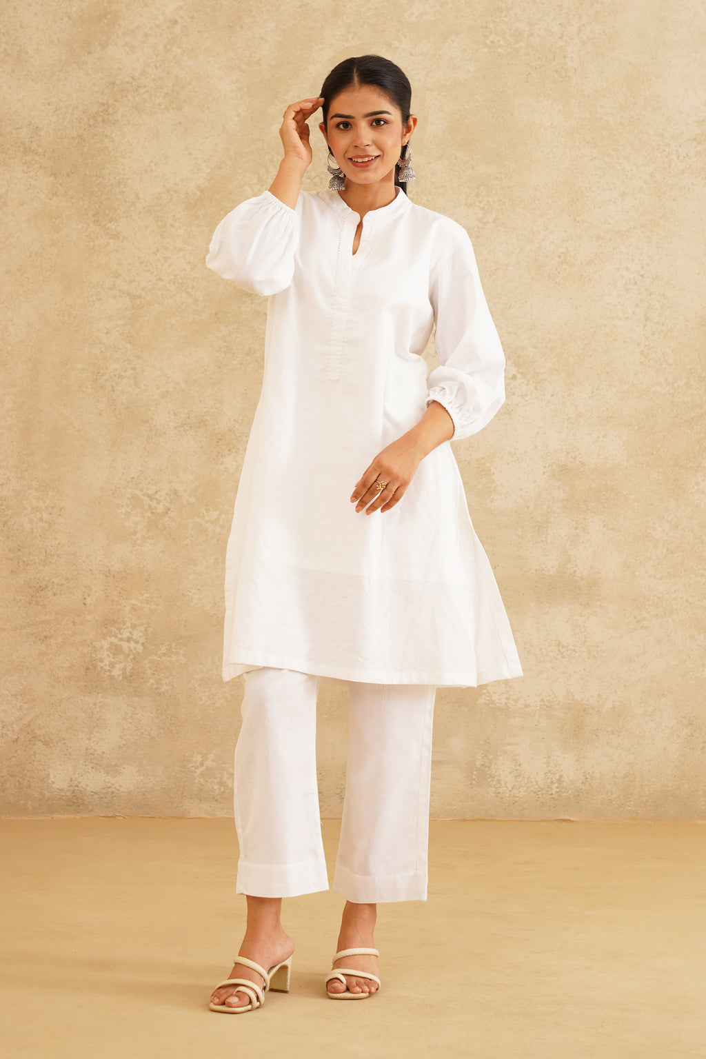 White Kurta And Pant Set