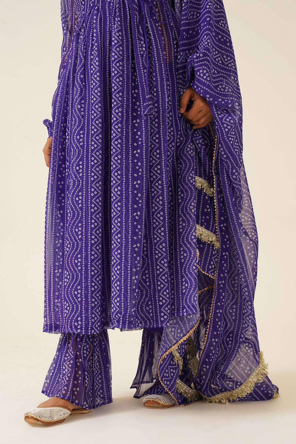 Azure Allure Chana Bandhej Anarkali Suit