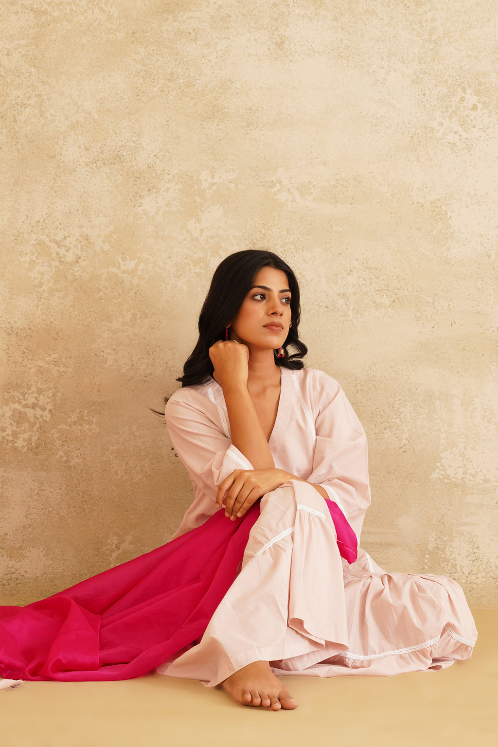 Baby Pink Sharara With Organza Dupatta