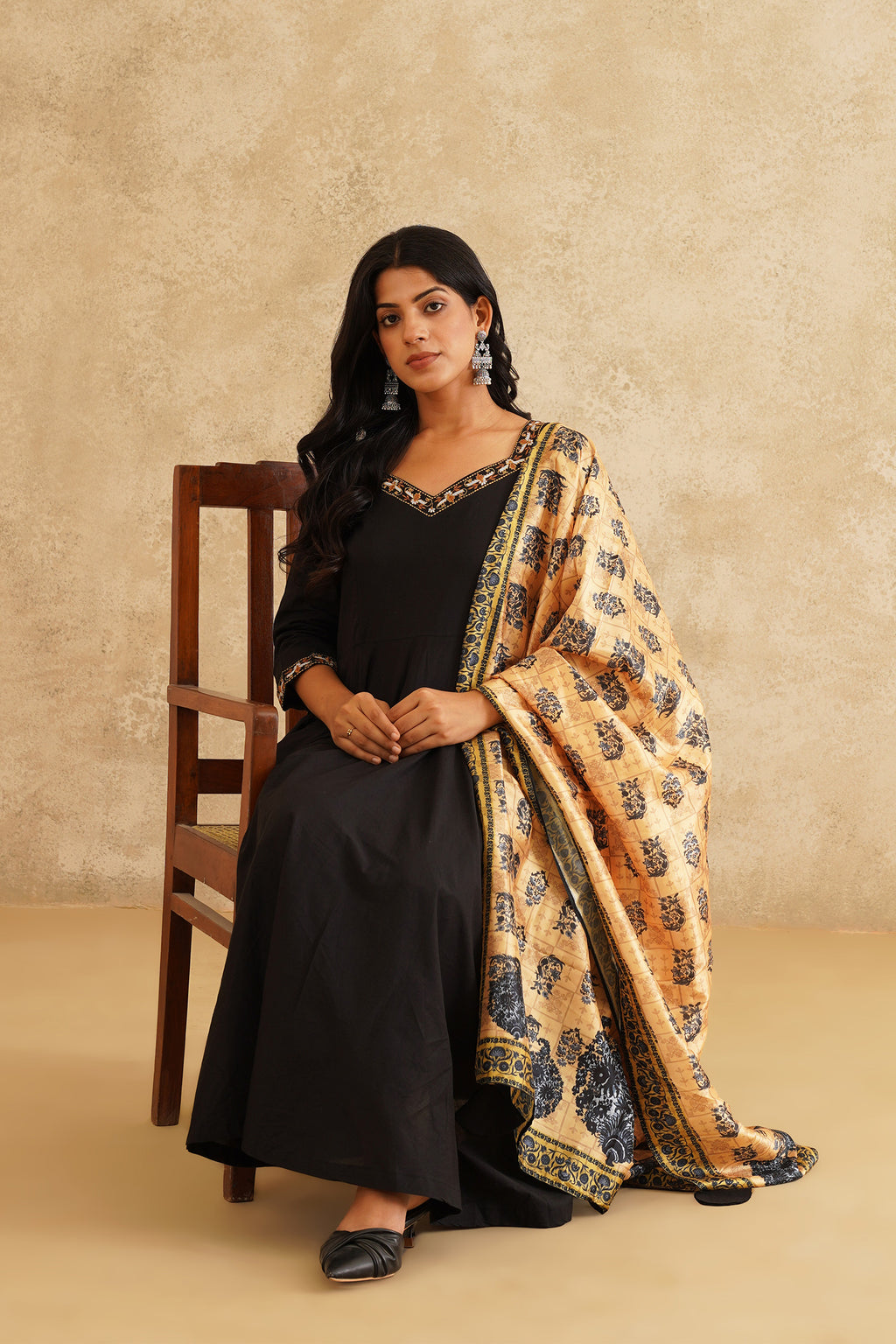 Black Anarkali Suit with Silk Dupatta