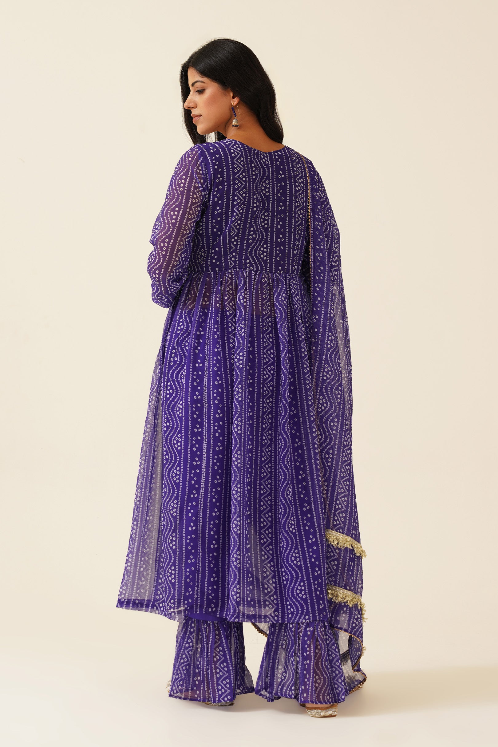Azure Allure Chana Bandhej Anarkali Suit