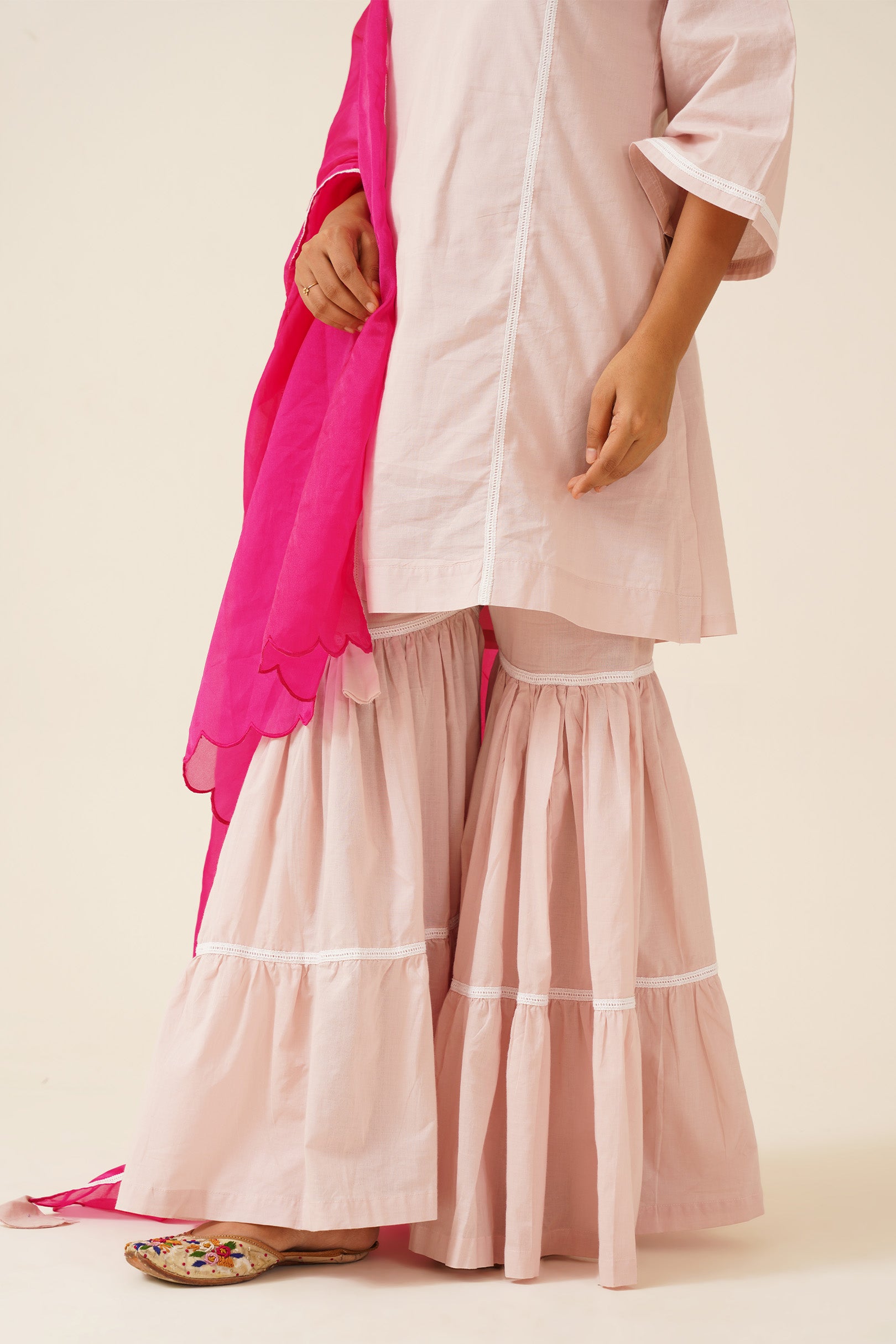Baby Pink Sharara With Organza Dupatta