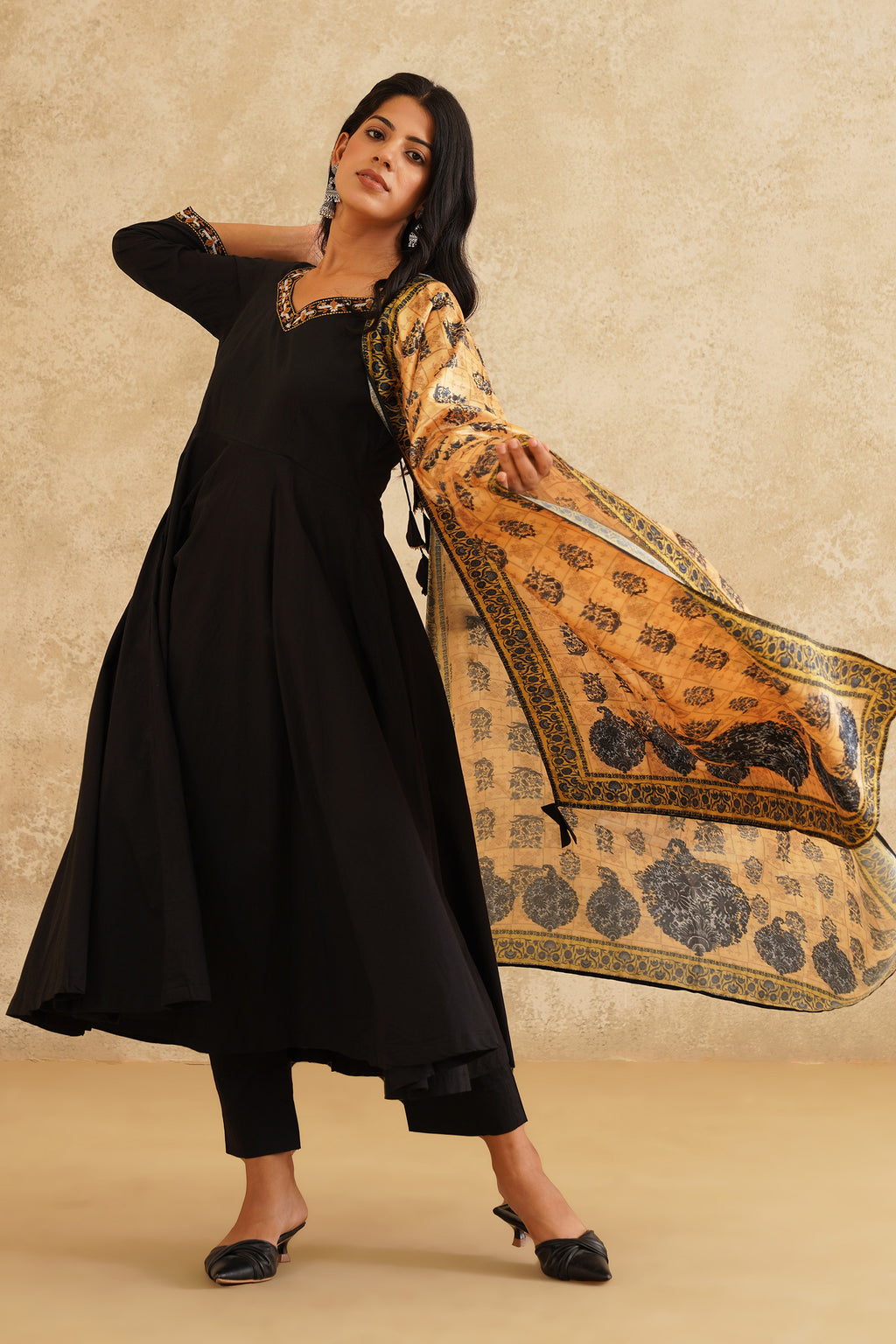 Black Anarkali Suit with Silk Dupatta