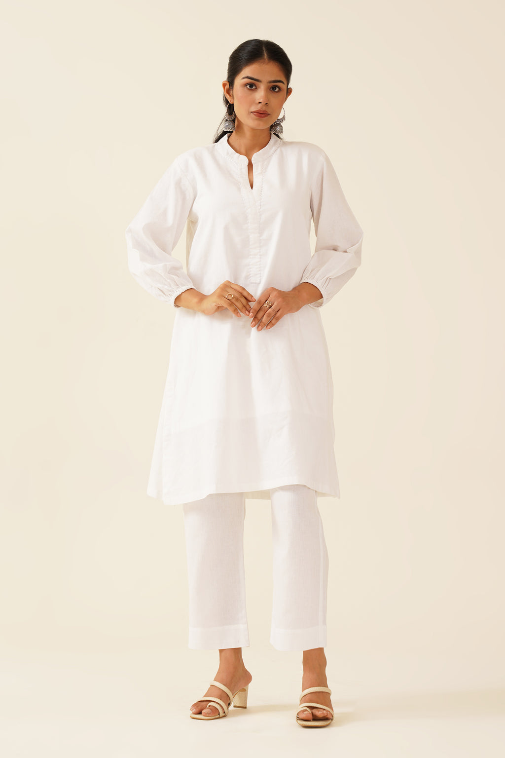 White Kurta And Pant Set