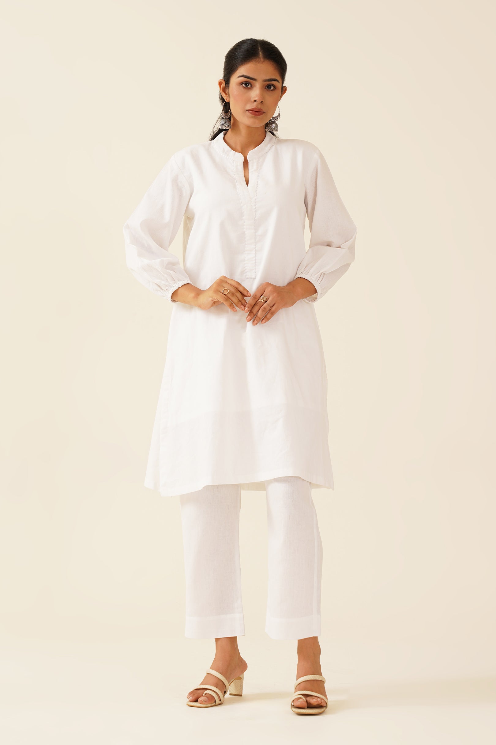 White Kurta And Pant Set